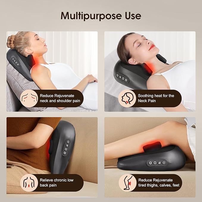 Electric Massage Pillow with Heat for Neck, Back & Shoulder Relief