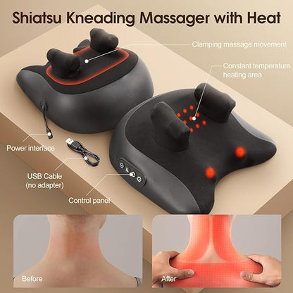 Electric Massage Pillow with Heat for Neck, Back & Shoulder Relief