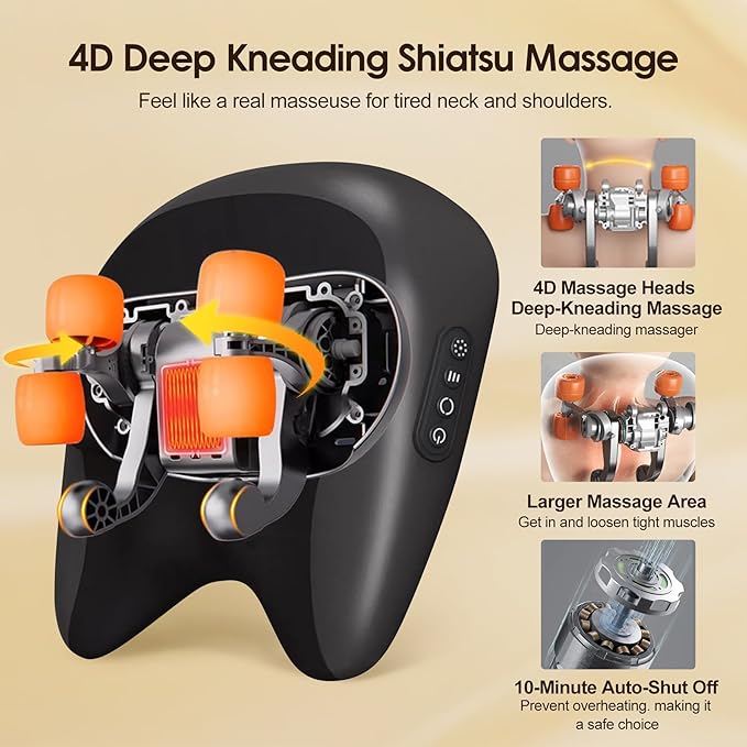 Electric Massage Pillow with Heat for Neck, Back & Shoulder Relief